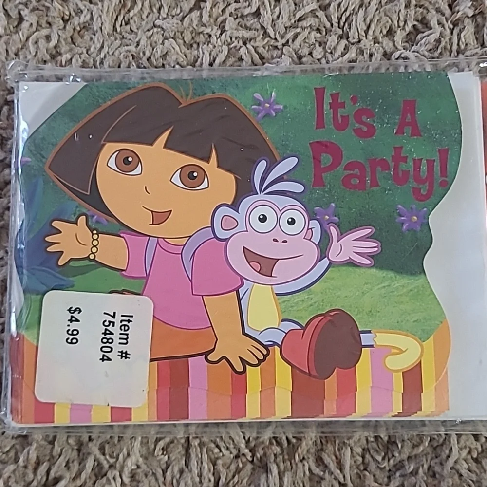 Dora The Explorer Party Invitations 8 Pk. Cards & Envelopes New Nickelodeon